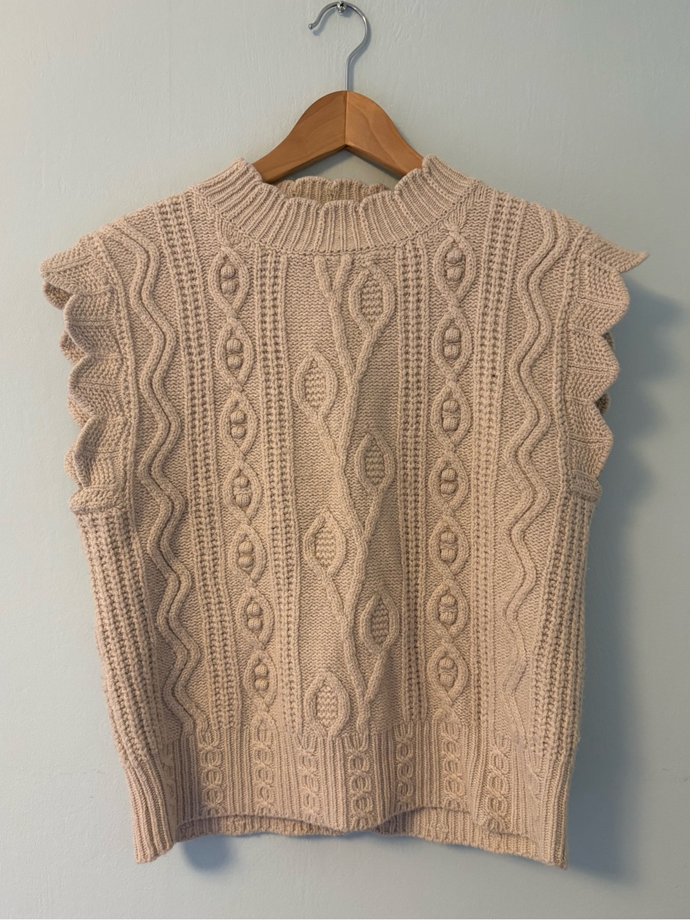 NWT Sandro Beige Cable Knit Sweater Vest Small